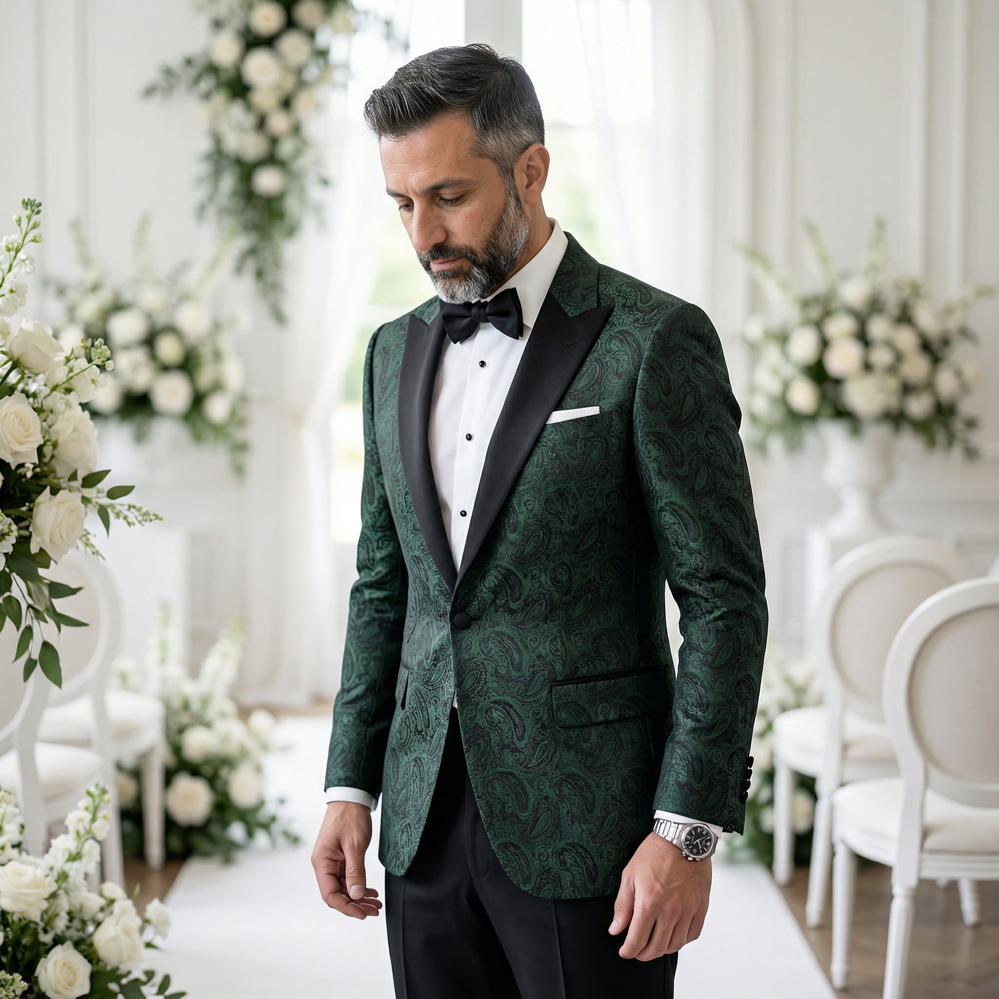 Ferrecci Nightcrest Paisley Blazer in Hunter Green