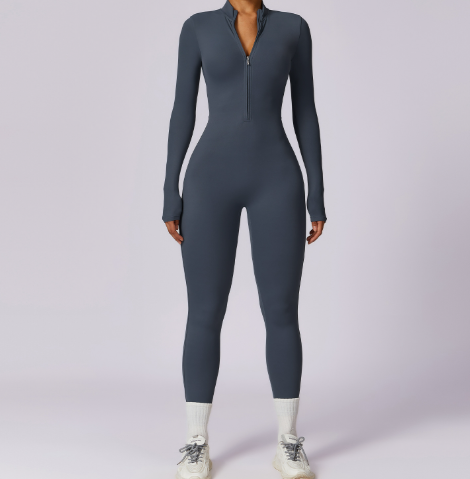 High Elastic Zipper Yoga Jumpsuit Women